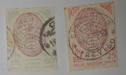 2  Selos Antigos Italia -  Nelle Nazioni Unite - 1956 0