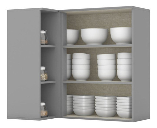 Armário Aéreo Canto Reto 1 Porta Emily Espresso Móveis Wt 1