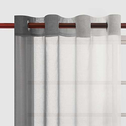 Cortinas Transparentes Ombre De Lino Sintetico Gris Dwcn - C 1