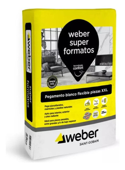 Pegamento Weber Superformatos X 25kg Grandes Piezas 0