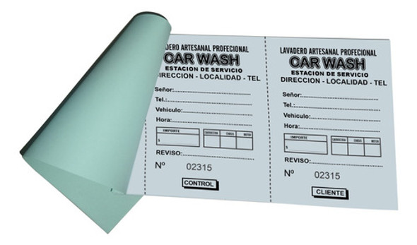 10 Talonarios Ticket Valet Lavadero 11x17 De 2 Cupones 1