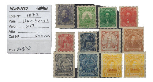 Lote1872 Honduras 12 Estampillas Antiguas Excelentes Nuevas 0