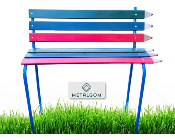 Banco Lápis Infantil Ferro E Madeira Para Parque 1