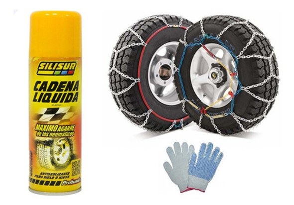 Cadena De Nieve 12mm Auto + Cadena Liquida 200ml + Guantes 0