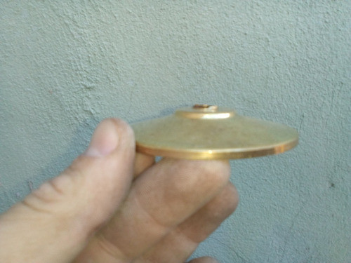 T-antiguo Platito Laton Bronce Para Lampara 7 Diam X 1,1 1