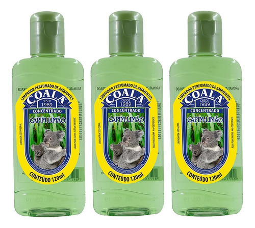 Kit 3 Coala Limpador Concentrado Ambientes 120ml Capim Limã 0