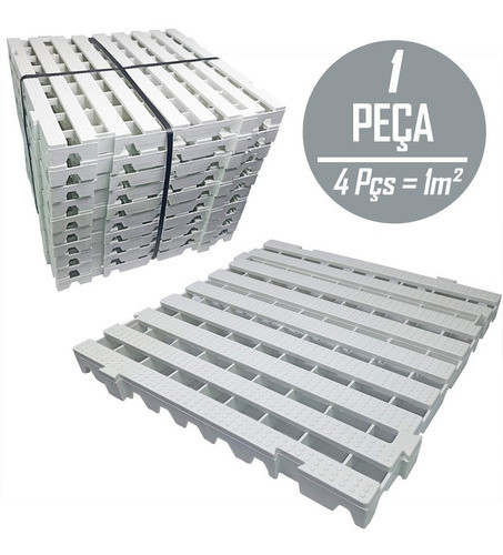 Piso Plástico 4,5 X 50x50 Branco - Estrado Deck Box Pallet 0
