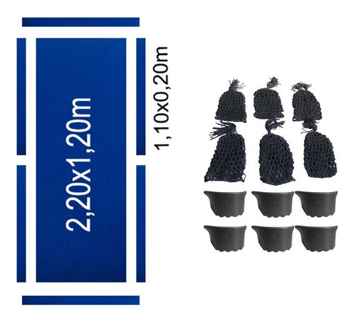 Pano Azul 2,30 / Guarnição / Redinhas Pretas Bilhar / Sinuca 1