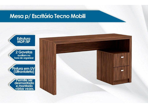 Mesa Escrivaninha Juvenil Me4130 C/ 2 Gavetas Amêndoa - Tec 1