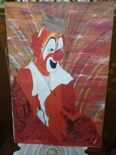 Gran Óleo Sobre Tela De Payaso 1