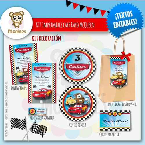 Kit Imprimible  Cars  Mcqueen Y Amigos ¡textos Editables! 0