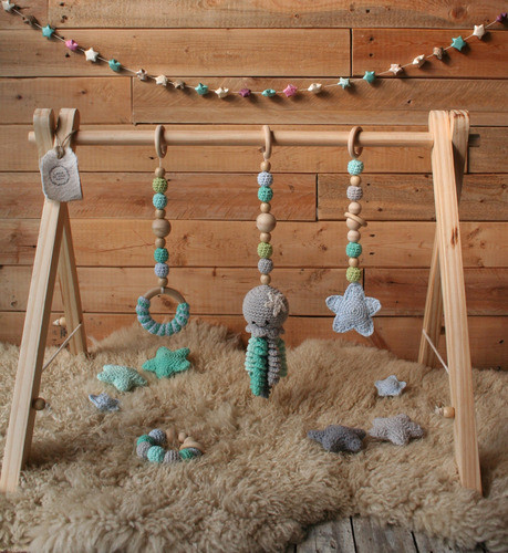 Gimnasio Montessori / Nórdico Para Bebés.en Madera Y Crochet 1