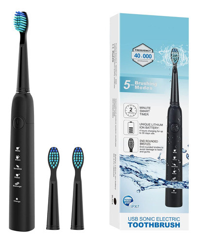 Cepillo De Dientes Eléctrico 5 Modos Recargable 3 Cabezales 0