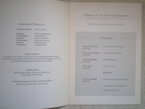 Programa Orchestra Age Of Enlightenment Centro Cultural 2002 1