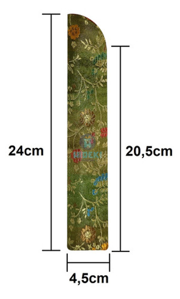 Capa Bordada Para Leque 21cm Estilo Oriental Flor Verde Mate 1