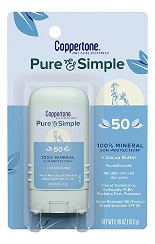 Coppertone Pure And Simple Spf 50 Sunscreen Stick, Zinc Oxid 0