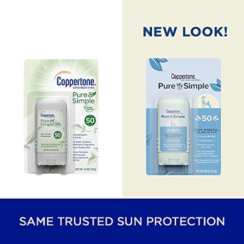 Coppertone Pure And Simple Spf 50 Sunscreen Stick, Zinc Oxid 1