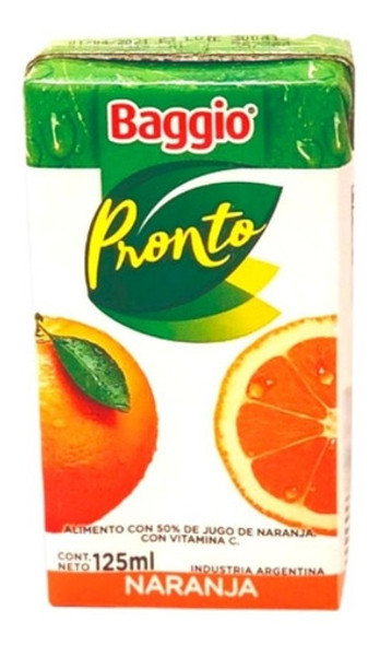 Jugo Junior Baggio  Pronto Naranja 125ml X 18 Unidades 0