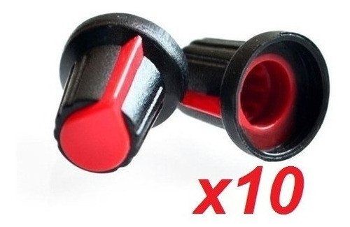 Perilla Potenciometro Roja Plastico Eje 6mm X 10 Unidades 1