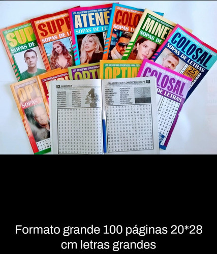Lote De 10 Sopas De Letras 100 Paginas Tamaño Grande 0
