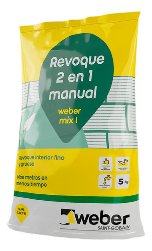 Weber Mix I Revoque Interior 2 En 1 30 Kg Gris 0