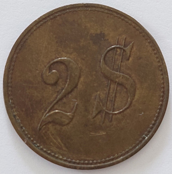 Antiga Ficha 2$ Não Classificada Metal 0