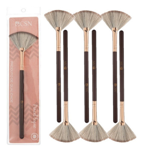 12 Pincel Leque Para Blush E Iluminador Cp46c Csn Atacado 1