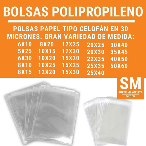 Bolsas Celofan 35x45 De Polipropileno Paquete X100 U. 1