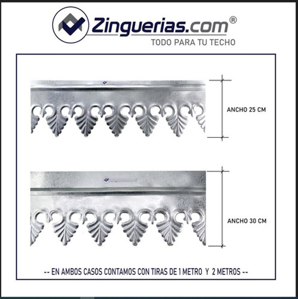 Cenefa Flor De Lis Zingueria Galvanizada 25 Cm. X 1,00 Metro 1