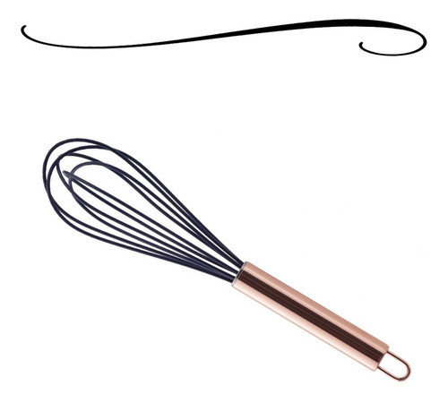 Batedor De Ovos Fouet Rose Preto De Aço Inox E Silicone 26cm 0