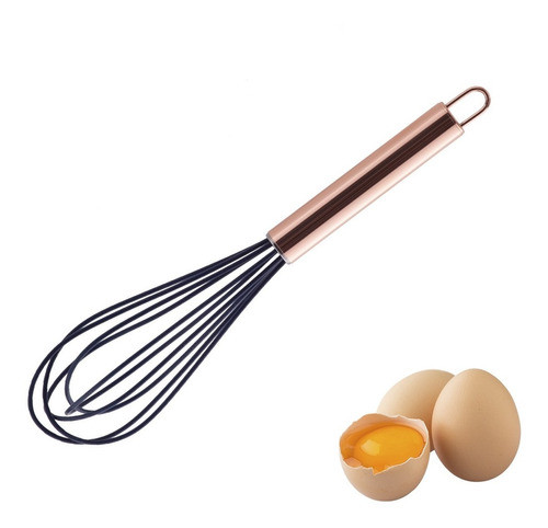 Batedor De Ovos Fouet Rose Preto De Aço Inox E Silicone 26cm 1
