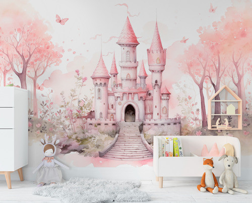 Papel De Parede Castelinho Árvores Floral Infantil 5m² Vr624 0