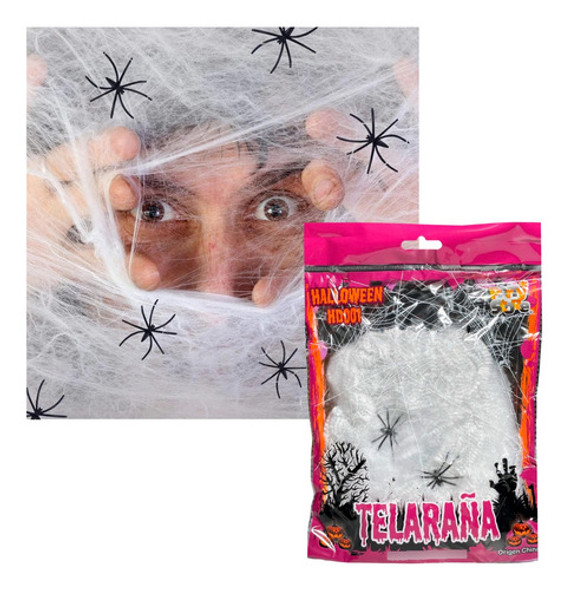 Decoracion Halloween Telaraña Con Arañas Cotillon X6 Packs 0