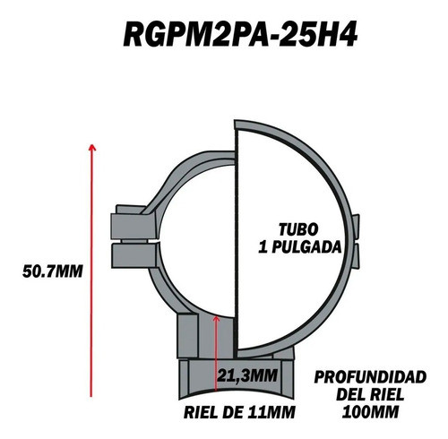 Anillas Montaje Monopieza Utg Altas 1 Pulgada Rgpm2pa-25h4 1