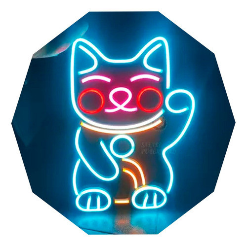 Cartel Mini Gatito Chino  Neón Led, Apto Para Apoyar- Cuotas 0