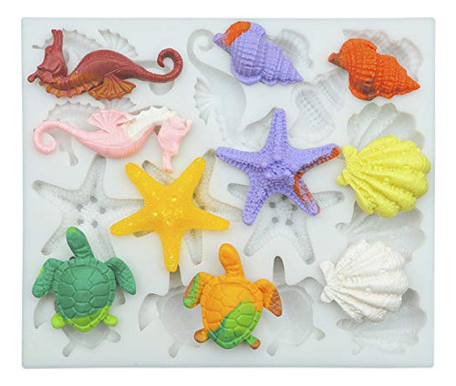 Moldes De Silicona Para Fondant Con Tema Marino, Concha, Car 0