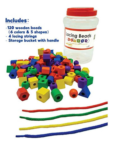 Lmc Products 120 Cuentas De Madera Para Cordones Para Niños 1