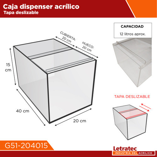Caja Tapa Corrediza Acrílico G51-204015 1