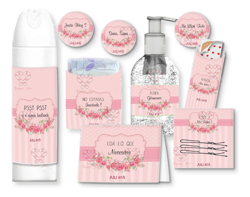 Kit Emergencia Sos Para Baños Shabby Rosa Editable 0