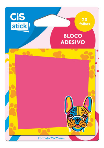 Bloco Auto Adesivo Colorido Stick Cis Pets C/20fls - 75x75mm 0