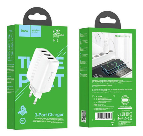 Adaptador Pared 3 Usb Hoco N15 1
