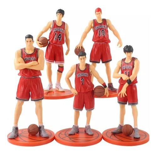 Figuras Slam Dunk Set X5 Shohoku Rojo Anime Muñecos Tiempo 0