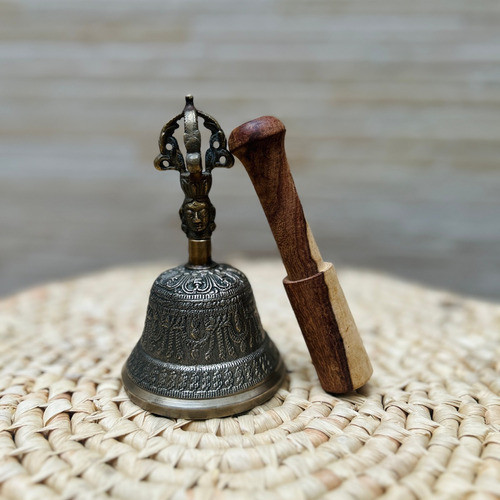 Campana Tibetana Bronce C Baqueta Cencerro Importado Oriente 1
