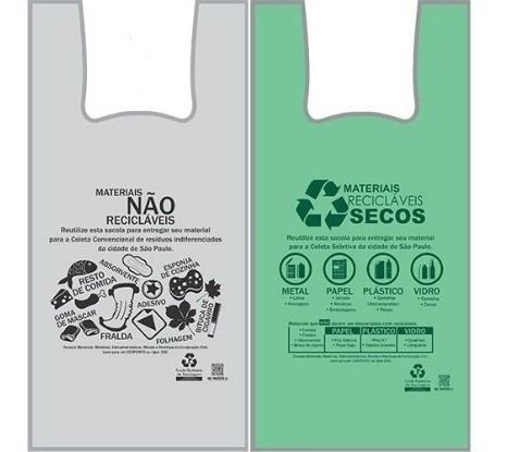 Sacola Plástica Biodegradável 48x55 C/ 1.000 Cinza Verde Sp 1