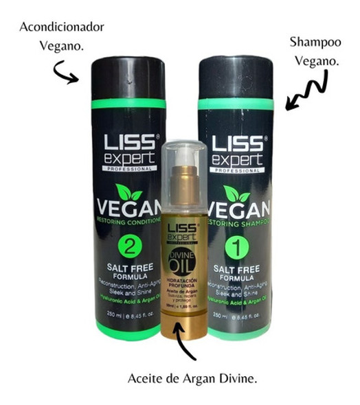 Liss Expert Kit Vegan Shampoo + Acondicionador + Oil Argan 1