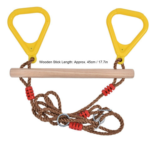 Barra Trapecio Madera Con Aros Y Cuerda Regulable 1