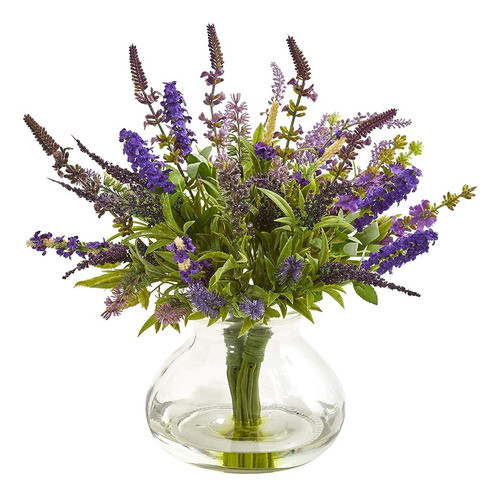 Arreglos De Seda De Jarrón Artificial De Lavanda Casi Natura 0