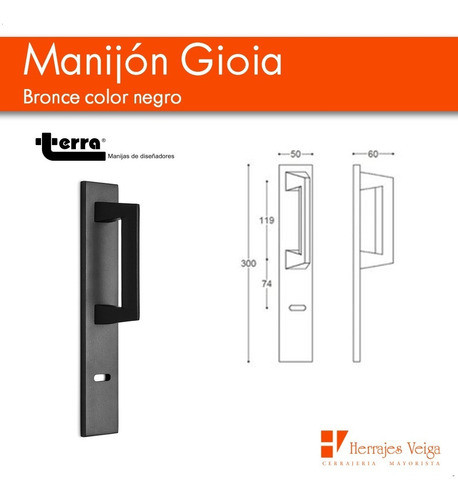 Manijon Para Puerta Entrada Gioia Terra Bronce Color Negro* 1