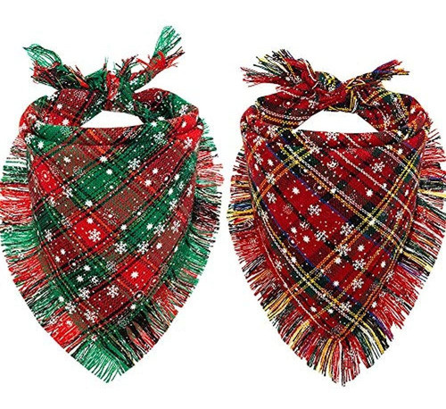 Cherpet Navidad Perro Bandana - Lindo Plaid Copo De Nieve Bo 0