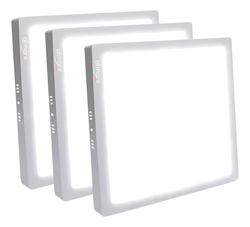 Kit 3 Painel Plafon Sobrepor Led 25w Quadrado 30x30 Luz Fria 0